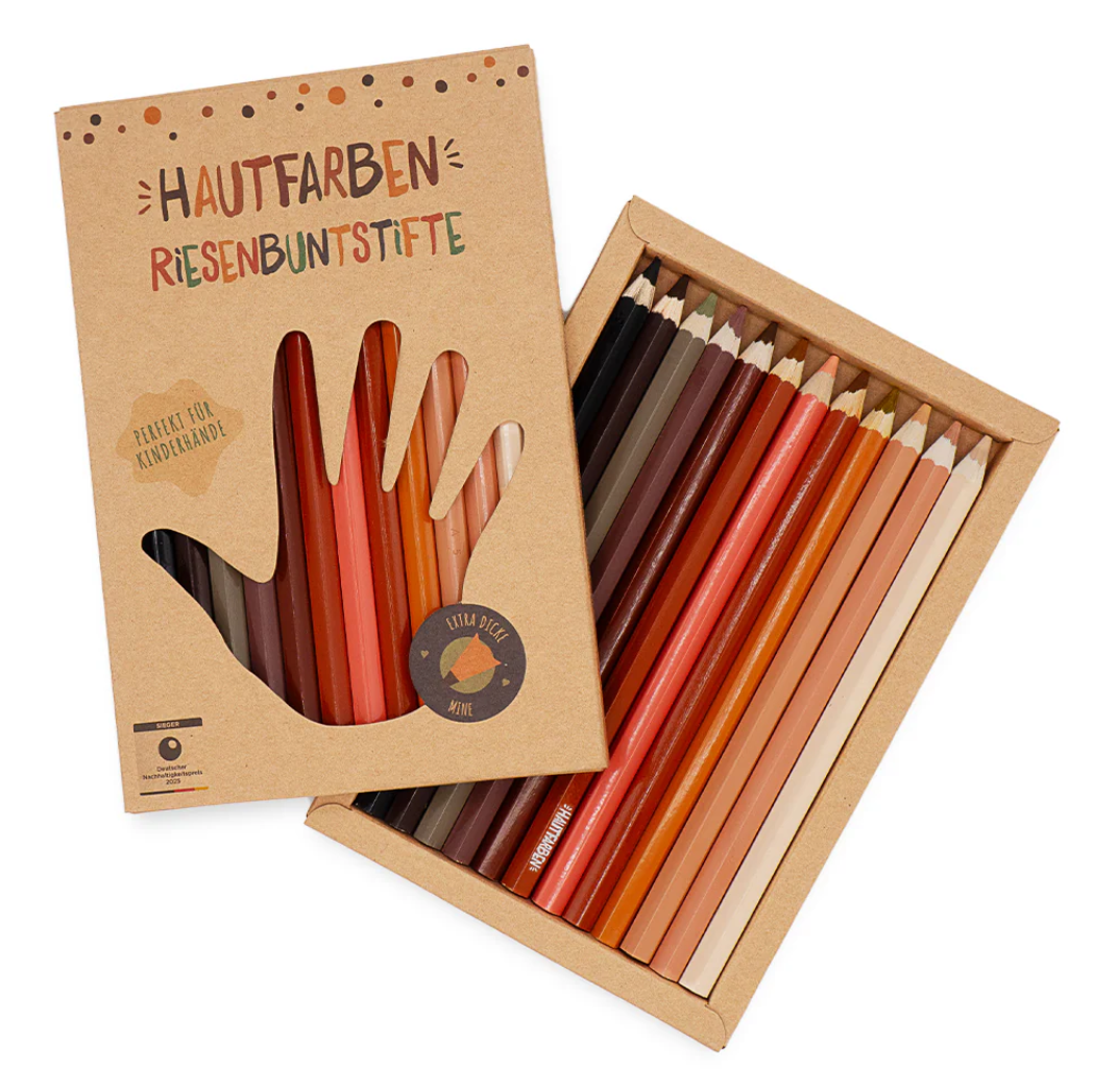 12 dicke Hautfarben Buntstifte für ALLE