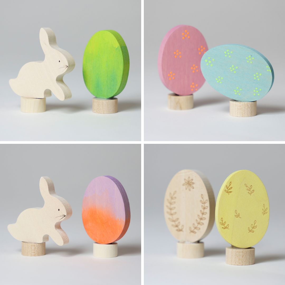 Osterset Hase & Ei Batik orange-lila