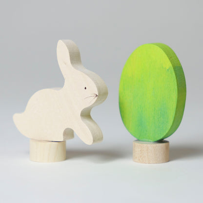 Osterset Hase & Ei Batik grün