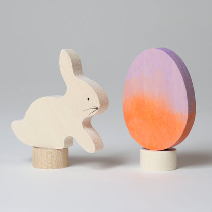 Osterset Hase & Ei Batik orange-lila
