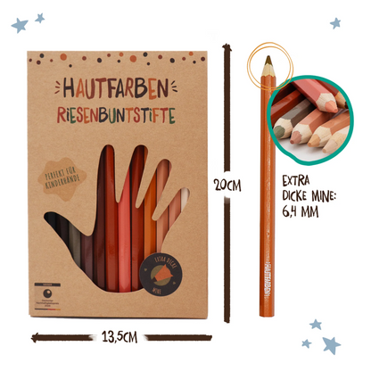 12 dicke Hautfarben Buntstifte für ALLE