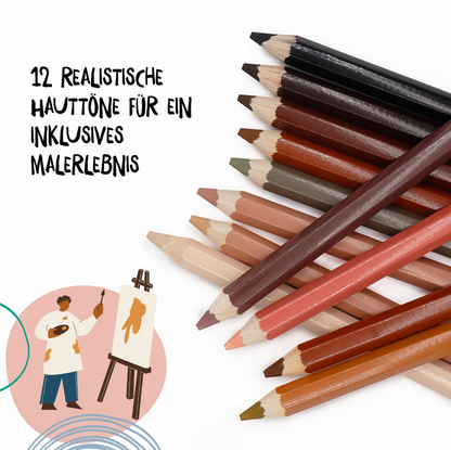 12 dicke Hautfarben Buntstifte für ALLE