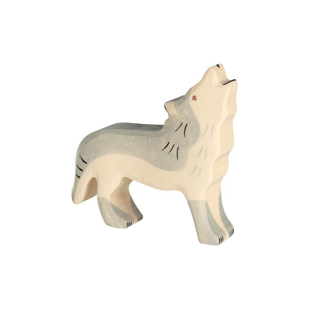 3018208 Wolf heulend Waldtiere aus Holz Holztiger