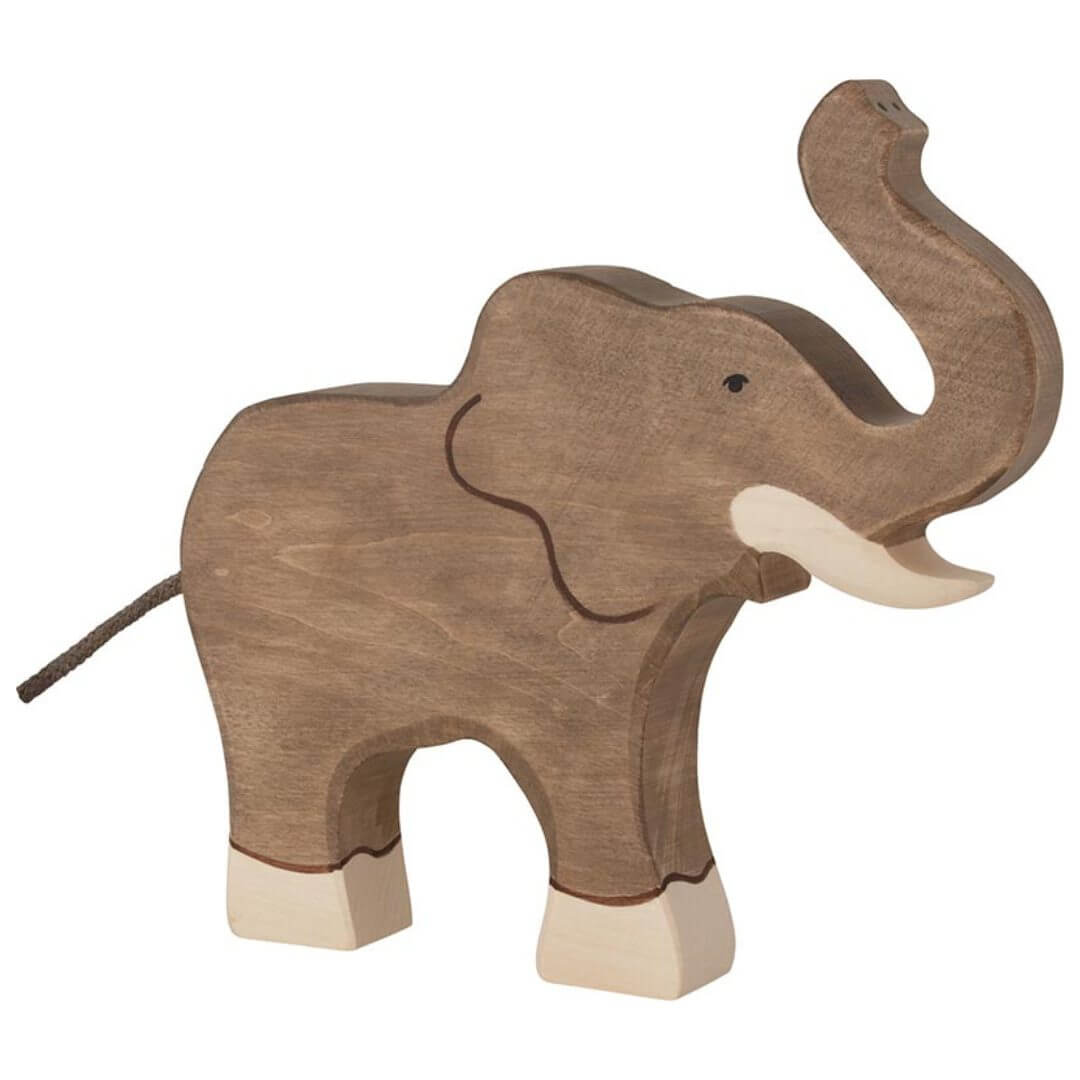 3018404 Elefant gross Ruessel hoch Holztiere Holztiger