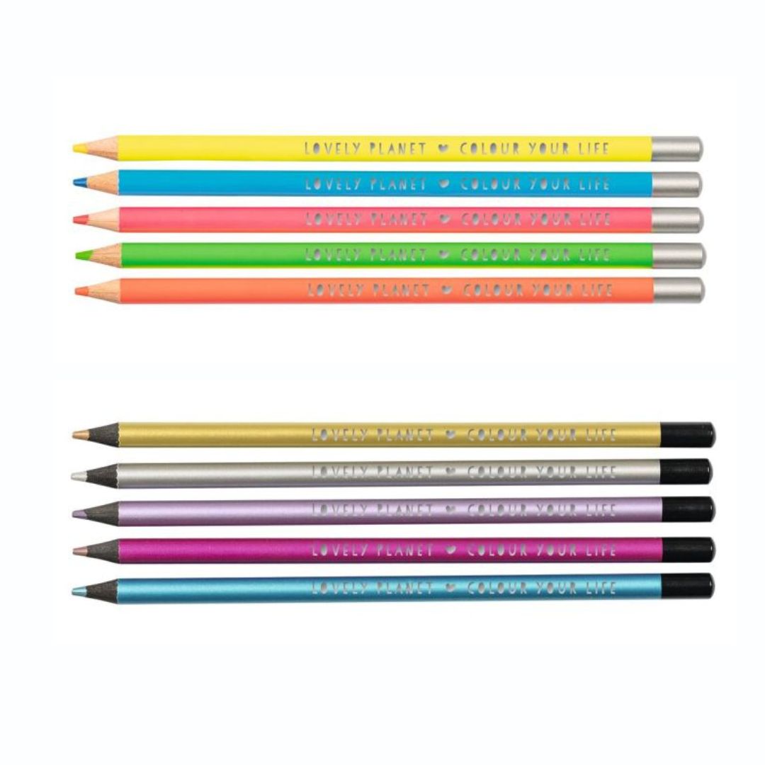 Lovely Planet 5 Buntstifte Neon oder Metallic